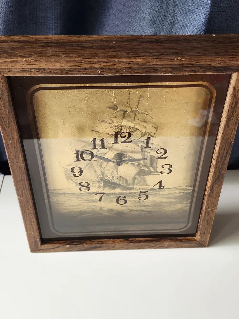 Vintage Ship Wall Clock Decor in Gold and Brown
